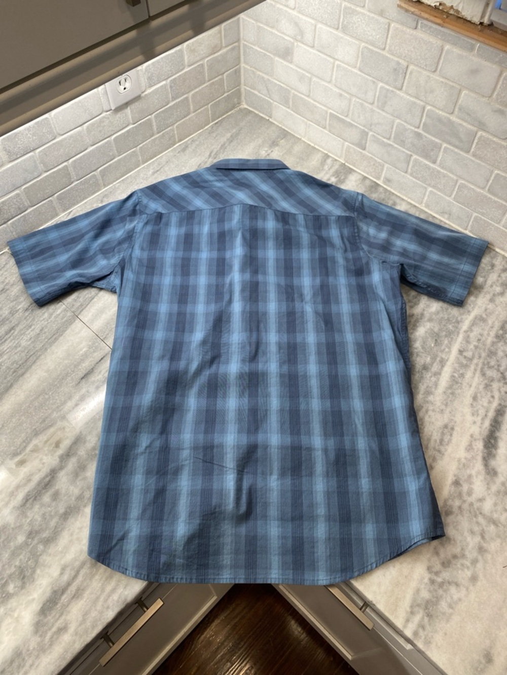Travis Mathew Blue Plaid Short-Sleeve Button-Down Shirt - Picture 7 of 7
